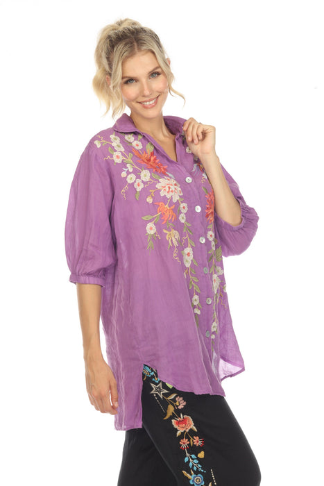 Johnny Was Workshop Nalina Oversized Embroidered Weekend Tunic Top W25723
