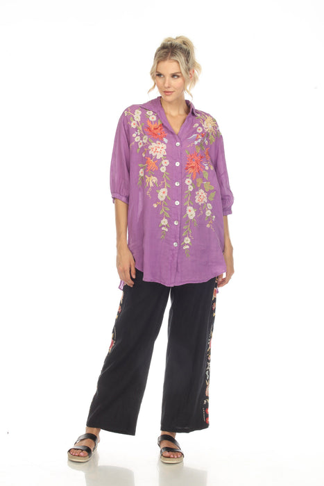 Johnny Was Workshop Nalina Oversized Embroidered Weekend Tunic Top W25723
