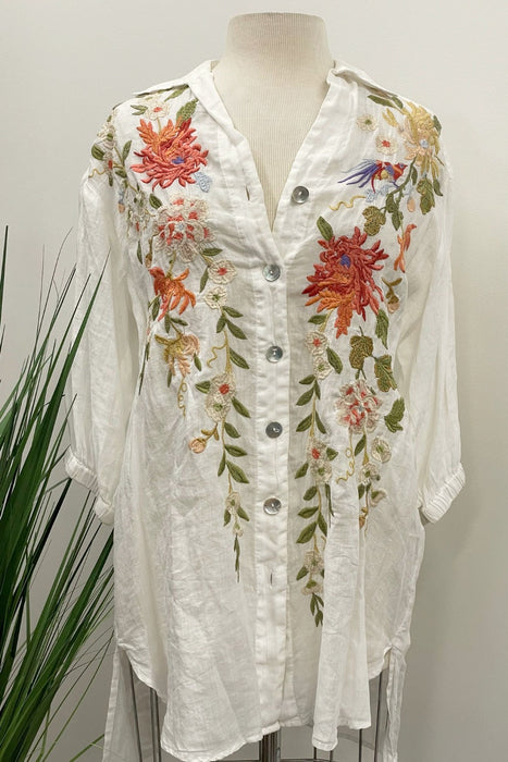 Johnny Was Workshop Style W25723 Nalina Oversized Embroidered Weekend Tunic Top Boho Chic