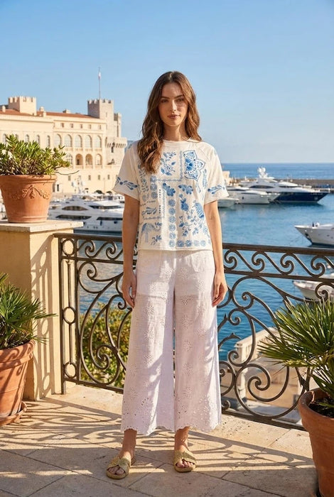 Johnny Was Jade White Dolores Wide Leg Pant L60125-5