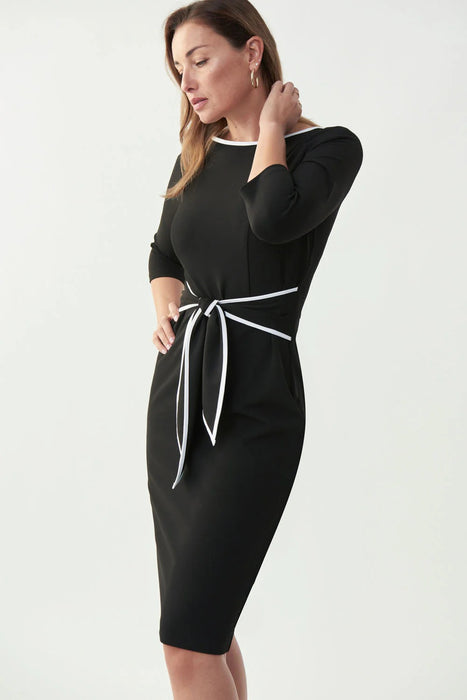 Joseph Ribkoff Contrast Trim Waist Tie Sheath Dress 221210