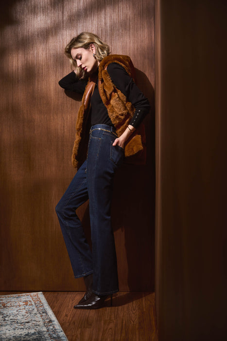 Joseph Ribkoff Indigo Belted Chain High Rise Bootcut Jeans 223939