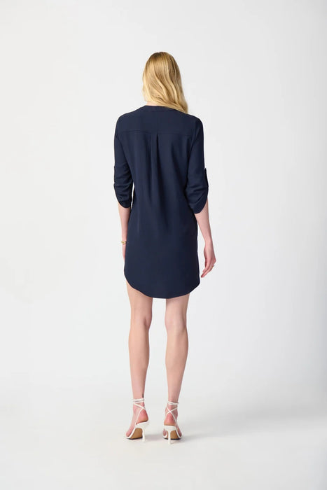 Joseph Ribkoff Zip Front Roll-Tab 3/4 Sleeve Shift Dress 232201