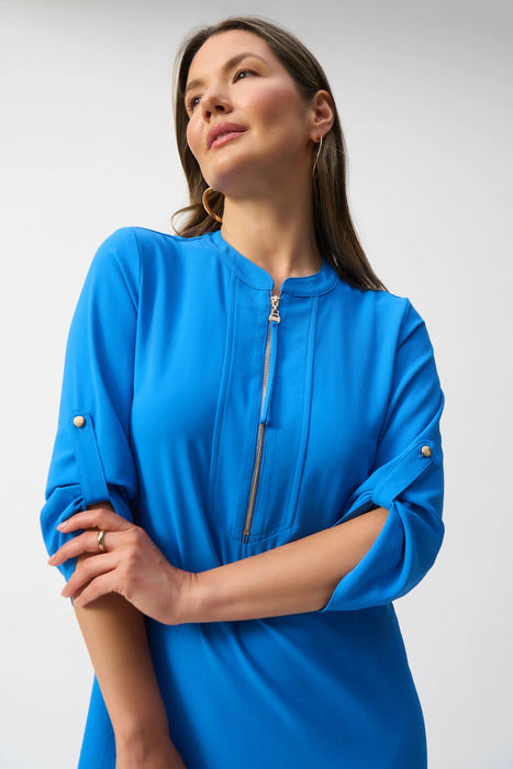 Joseph Ribkoff Zip Front Roll-Tab 3/4 Sleeve Shift Dress 232201