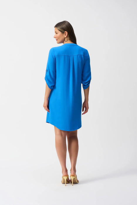 Joseph Ribkoff Zip Front Roll-Tab 3/4 Sleeve Shift Dress 232201