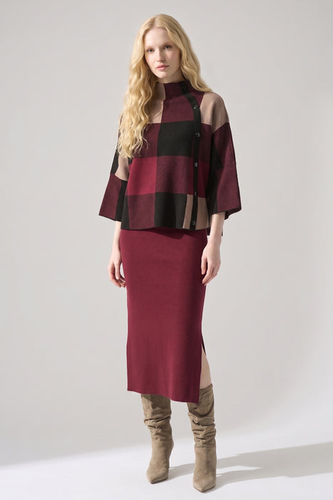Joseph Ribkoff Plaid Jacquard Sweater Top 243948
