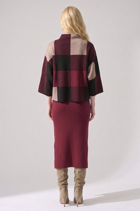Joseph Ribkoff Plaid Jacquard Sweater Top 243948