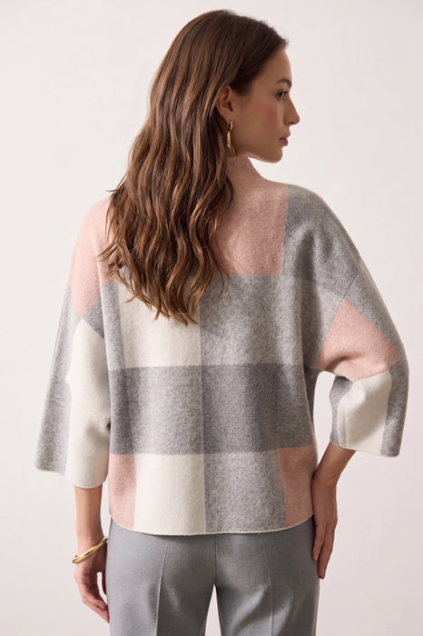 Joseph Ribkoff Plaid Jacquard Sweater Top 243948