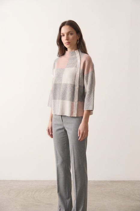 Joseph Ribkoff Plaid Jacquard Sweater Top 243948