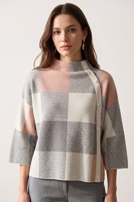 Joseph Ribkoff Plaid Jacquard Sweater Top 243948