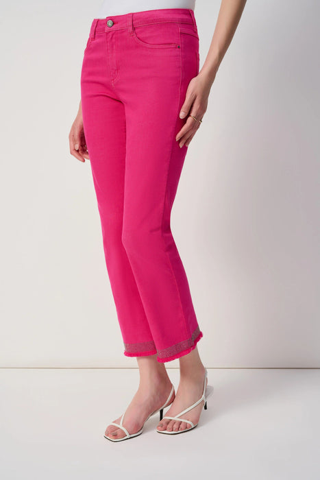 Joseph Ribkoff Embellished Fringe Cuff Cropped Jeans 243964