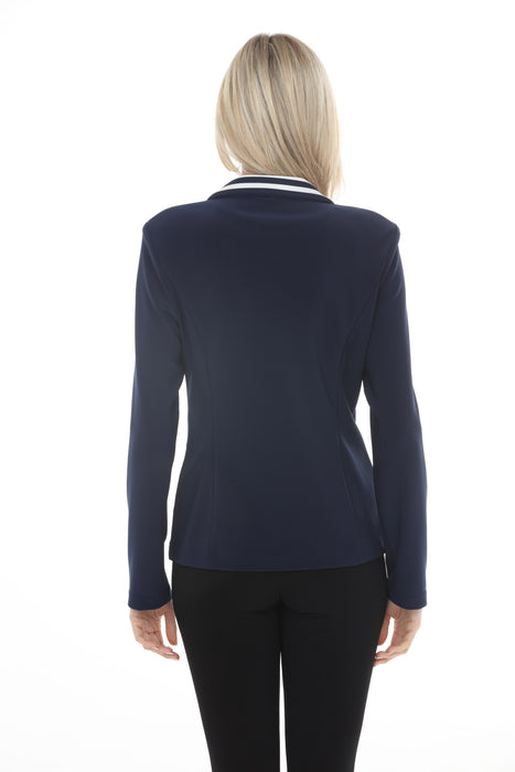 Joseph Ribkoff Indigo Striped Collar Silky Knit Blazer 261622