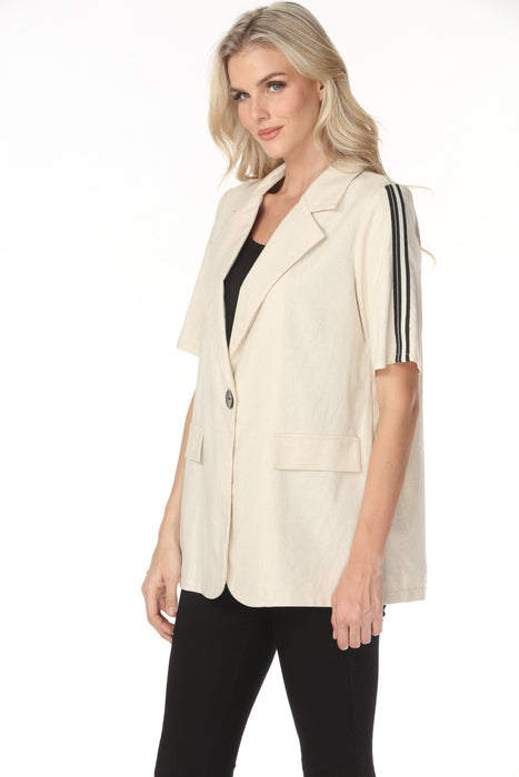 Joseph Ribkoff Natural Side Stripe Linen Blazer Jacket 262100