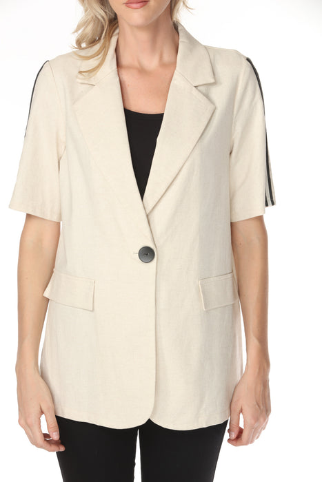 Joseph Ribkoff Natural Side Stripe Linen Blazer Jacket 262100