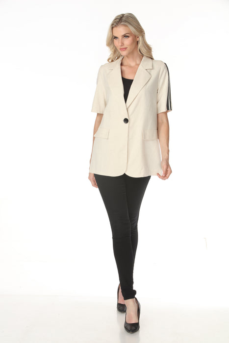 Joseph Ribkoff Natural Side Stripe Linen Blazer Jacket 262100