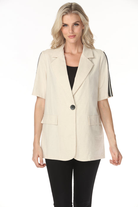 Joseph Ribkoff Natural Side Stripe Linen Blazer Jacket 262100