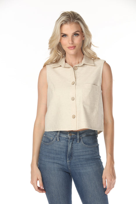 Joseph Ribkoff Natural Cropped Sleeveless Casual Blouse 262186