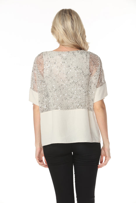 Joseph Ribkoff Moonstone Chic Jewel Crew Sequined Mesh Top 262256
