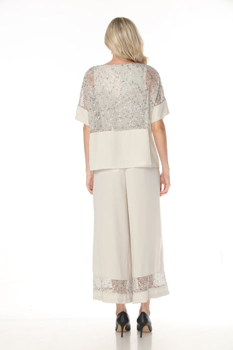 Joseph Ribkoff Moonstone Chic Jewel Crew Sequined Mesh Top 262256