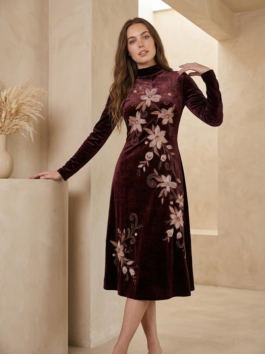 Johnny Was Corinthe Velour Mock Neck Dress J39825-9