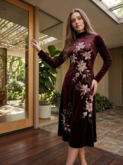 Johnny Was Corinthe Velour Mock Neck Dress J39825-9