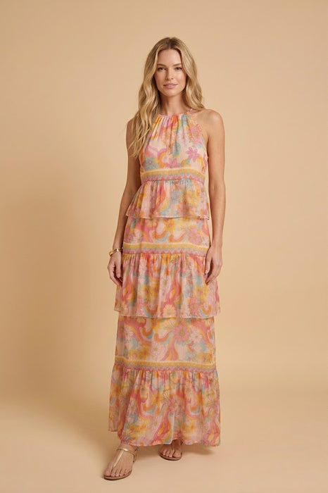 Johnny Was Jade Karina Floral Silk Tiered Maxi Dress L39325-9