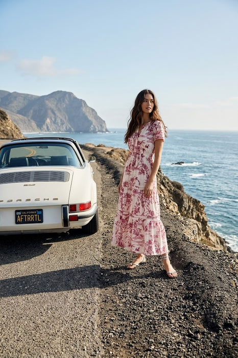 Johnny Was Calme Pink Fire Bird Pintuck Tiered Dress R34124-5