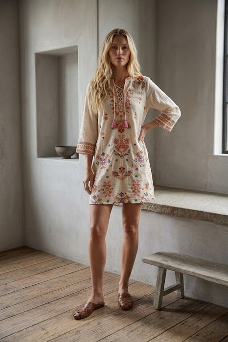 Johnny Was JWLA Shell Gauze Tie Front Kimono Dress J39125-8