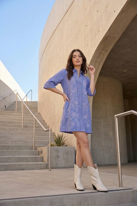 Johnny Was Camille Kimono Sleeve Linen Shirt Dress J35525-1