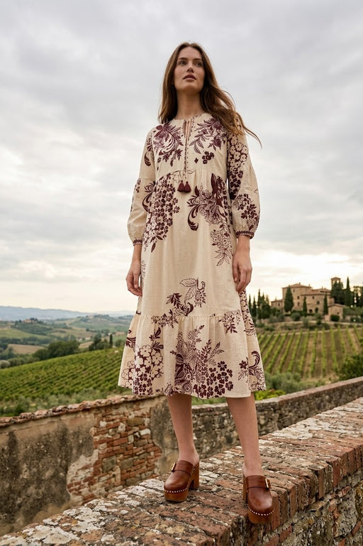 Johnny Was Aquijio Tiered Bishop Sleeve Dress Slip W36325-7