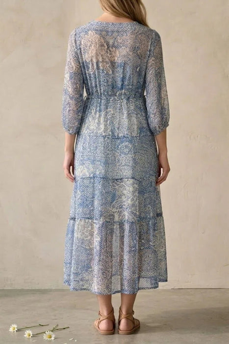 Johnny Was Els Floral Tiered Midi Dress C37325A