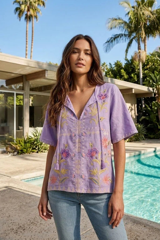 Johnny Was JWLA Calista in Bougainvillea Ruffle Sleeve Field Blouse J11825-3