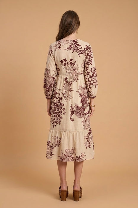 Johnny Was Aquijio Tiered Bishop Sleeve Dress Slip W36325-7