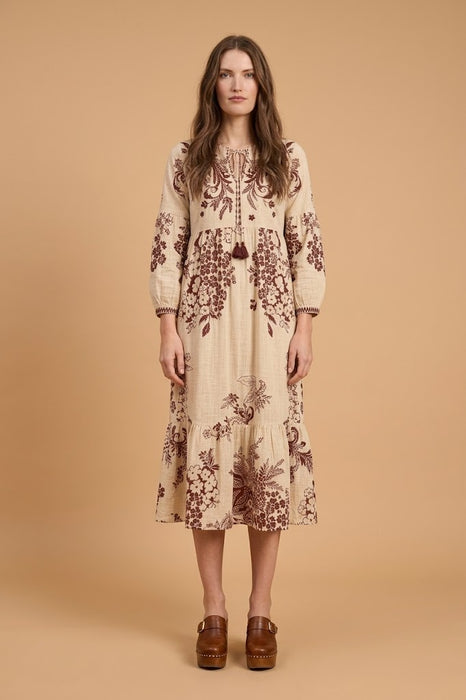 Johnny Was Aquijio Tiered Bishop Sleeve Dress Slip W36325-7