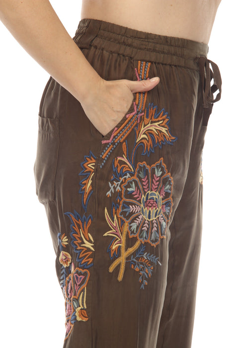 Johnny Was Biya  Serenity Embroidered Drawstring Pull On Pants Boho Chic B64622 NEW