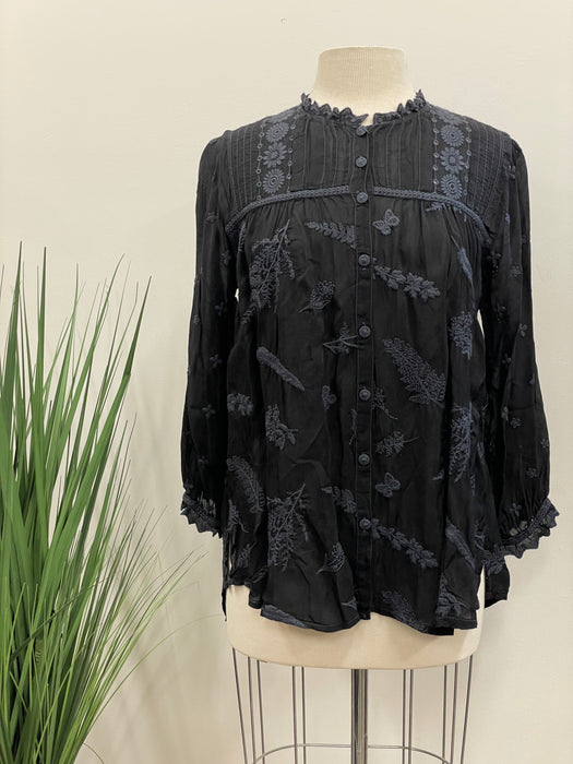 Johnny Was Fern Lilly Embroidered Blouse Boho Chic C13522 NEW