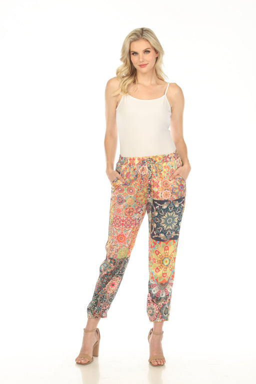 Johnny Was Style C61923A1 Kaleida Elsie Silk Blend Pull On Jogger Pants Boho Chic