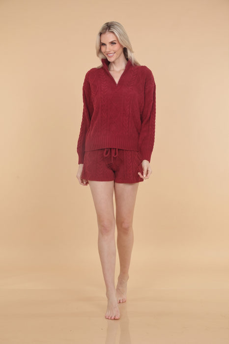 PJ Salvage Port Chenille Cable Knit Short Pajama Set RUCLS/RUCLLS