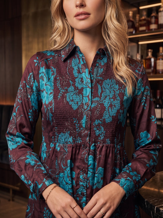 Johnny Was Alexandria Smocked Tuxedo Shirt W14425-8