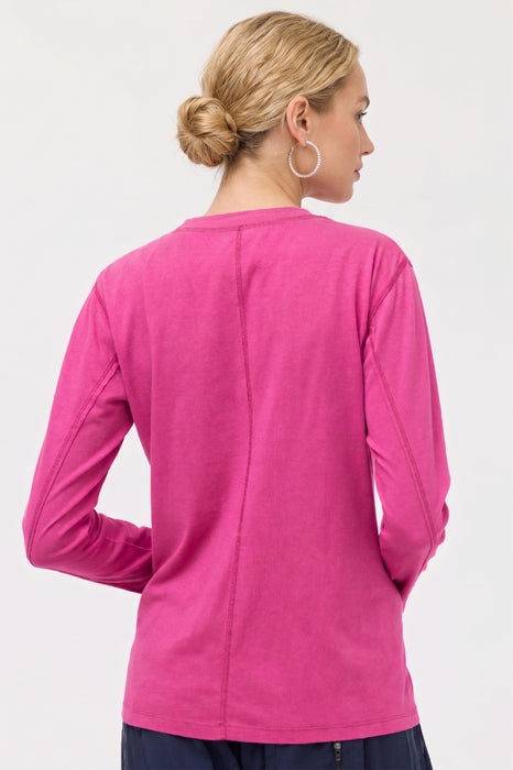 Johnny Was JWLA Pink Anaya Raw Seam Henley Shirt J16325-9