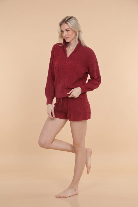 PJ Salvage Port Chenille Cable Knit Short Pajama Set RUCLS/RUCLLS