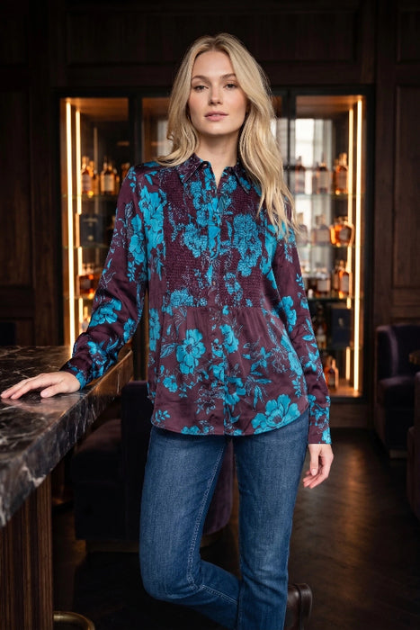 Johnny Was Alexandria Smocked Tuxedo Shirt W14425-8