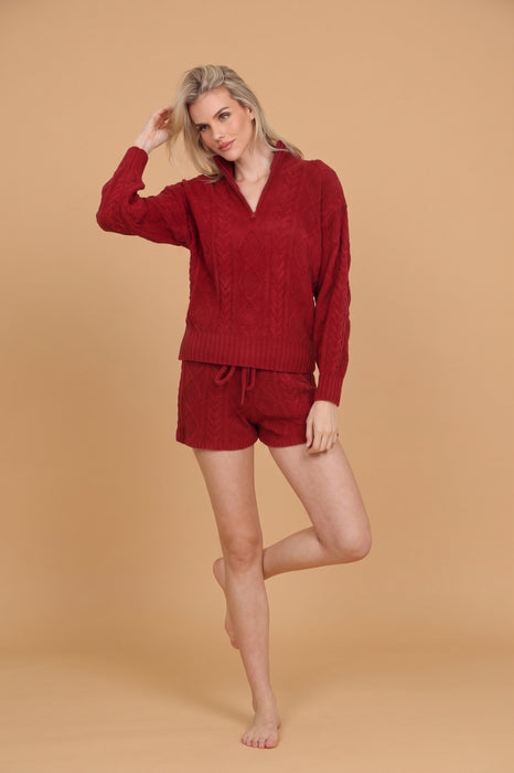 PJ Salvage Port Chenille Cable Knit Short Pajama Set RUCLS/RUCLLS