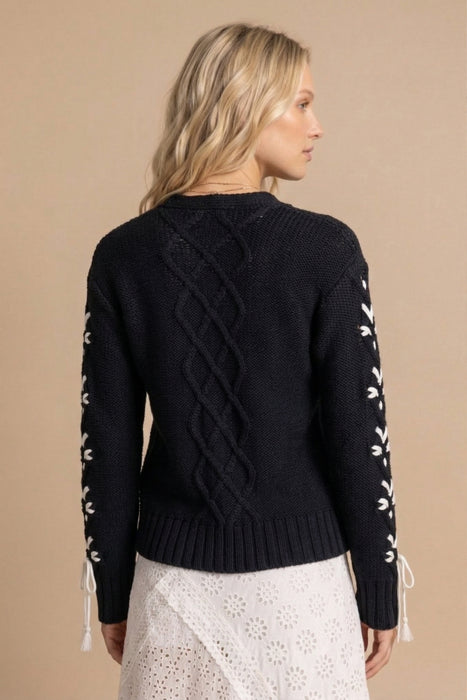 Johnny Was Black Anessa Bow Cardigan M69625