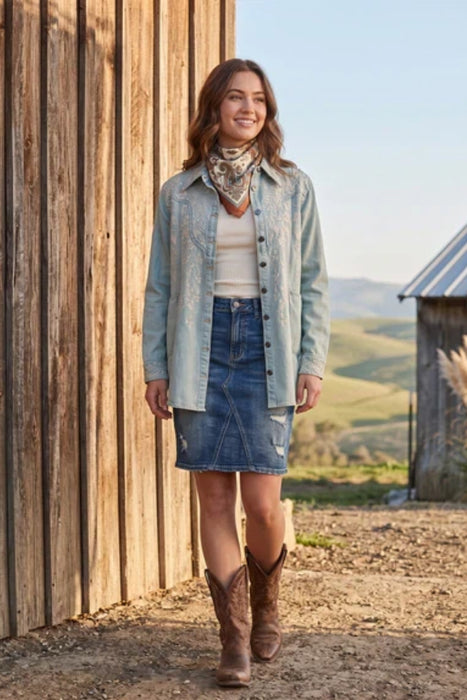 Johnny Was Workshop Western Seamed Denim Jacket W49225-3