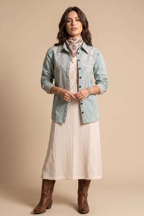 Johnny Was Workshop Western Seamed Denim Jacket W49225-3