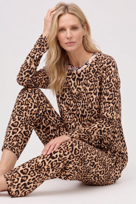 Johnny Was Bellina Leopard The Raglan Pajama Set MS8925-T