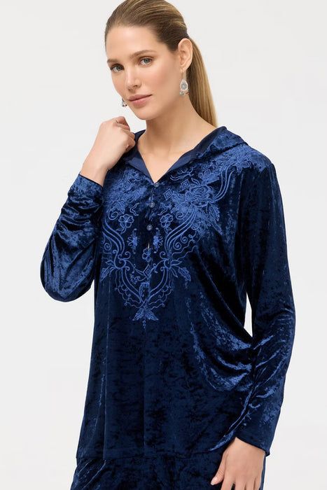 Johnny Was JWLA Crushed Velvet Pull On Hoodie J27925-O
