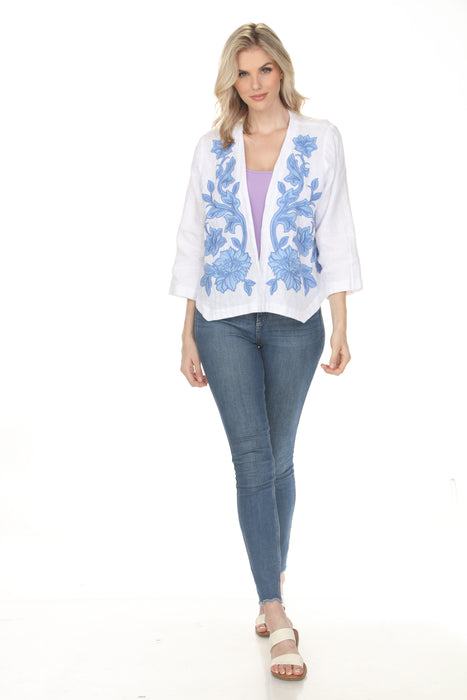 Johnny Was White Henrik Embroidered Linen Bolero J44926-2