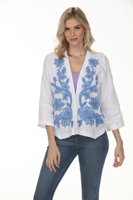Johnny Was White Henrik Embroidered Linen Bolero J44926-2